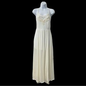 Raga Anthropologie Boho Cottagecore Ivory XS Embroidered Coastal Maxi Dress